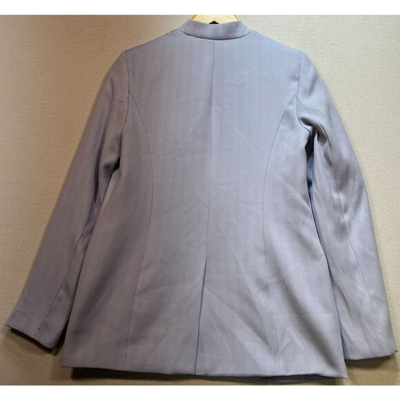Calvin Klein Women's Open Front Pleated Blazer Long Sleeve Size 4 Light Blue - Picture 2 of 14